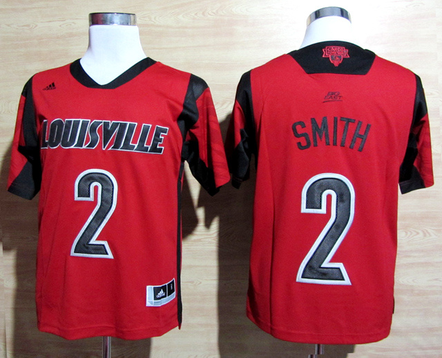 NCAA  Louisville Cardinals 2 Russ Smith White Red Basketball Jersey Big East Patch